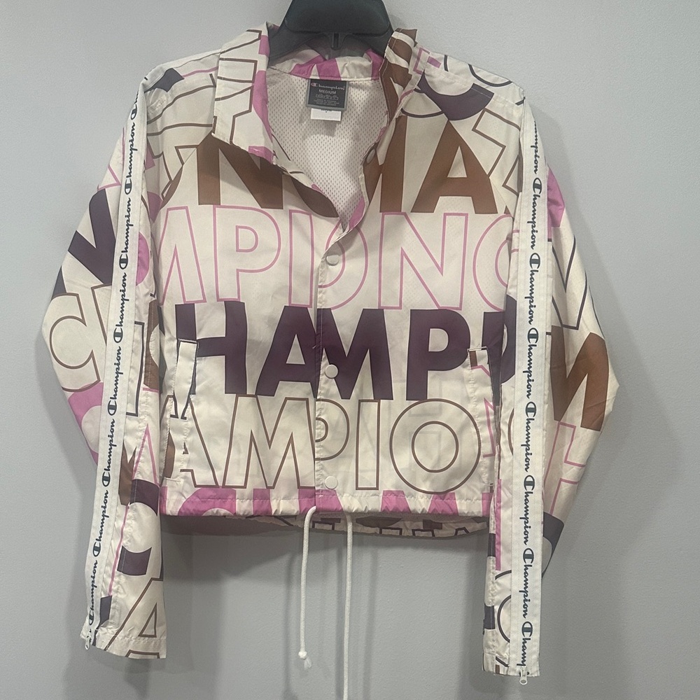 Champion Pink and Brown Logo Bomber Jacket